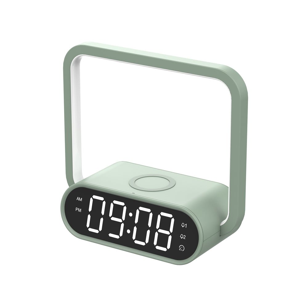 Buy F10 Wireless Charging Desk Lamp at deensquare.com Dubai | UAE. Features LED light, wireless charging, alarm clock &amp; touch dimming control.