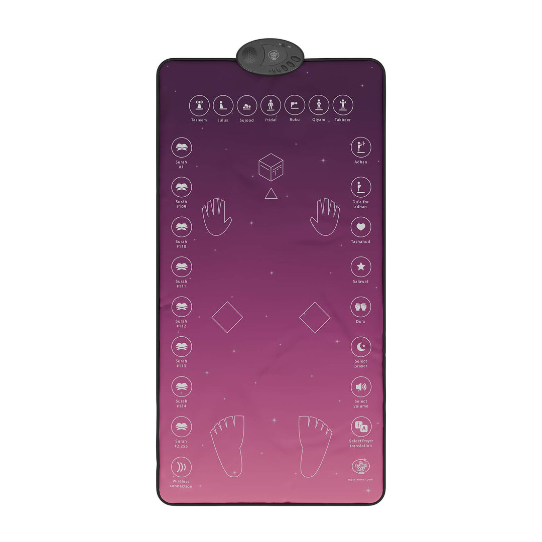 My Salah Mat Adult & Revert Muslim Educational Interactive Prayer Mat with Wireless Connection & Salah Translation - Pink Color