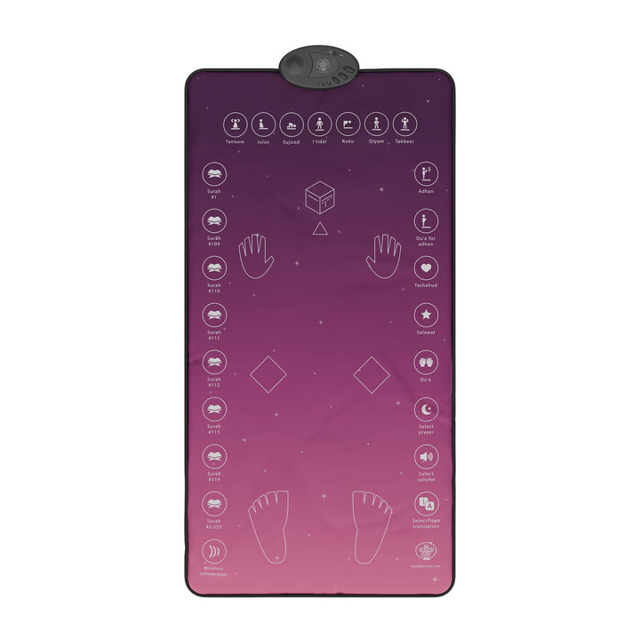 My Salah Mat Adult & Revert Muslim Educational Interactive Prayer Mat with Wireless Connection & Salah Translation - Pink Color
