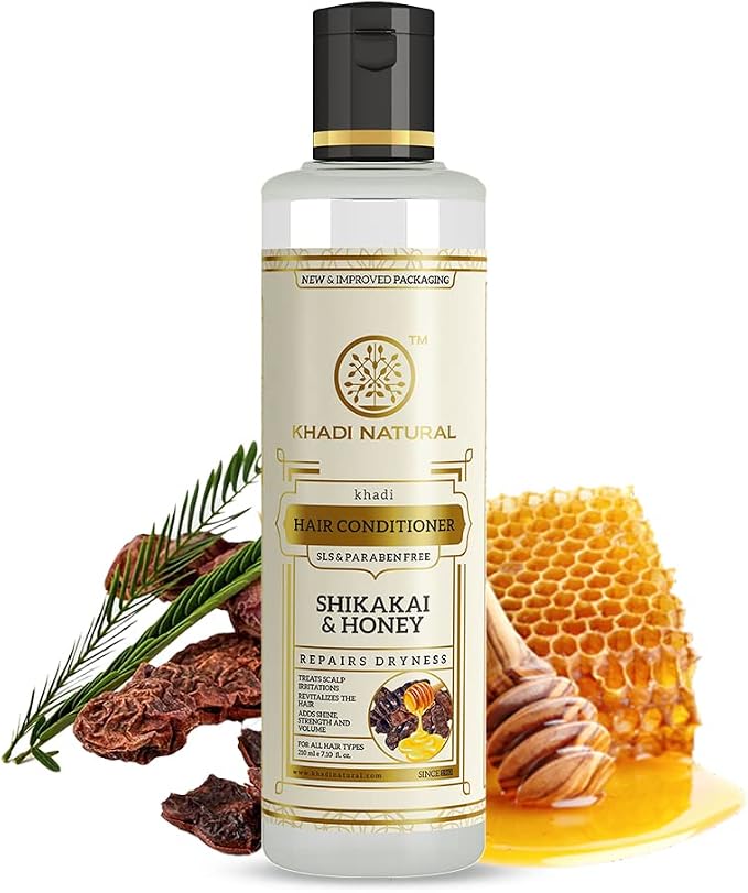 Khadi Natural Shikakai &amp; Honey Herbal Hair Conditioner 210ml for Soft Smooth Manageable Hair