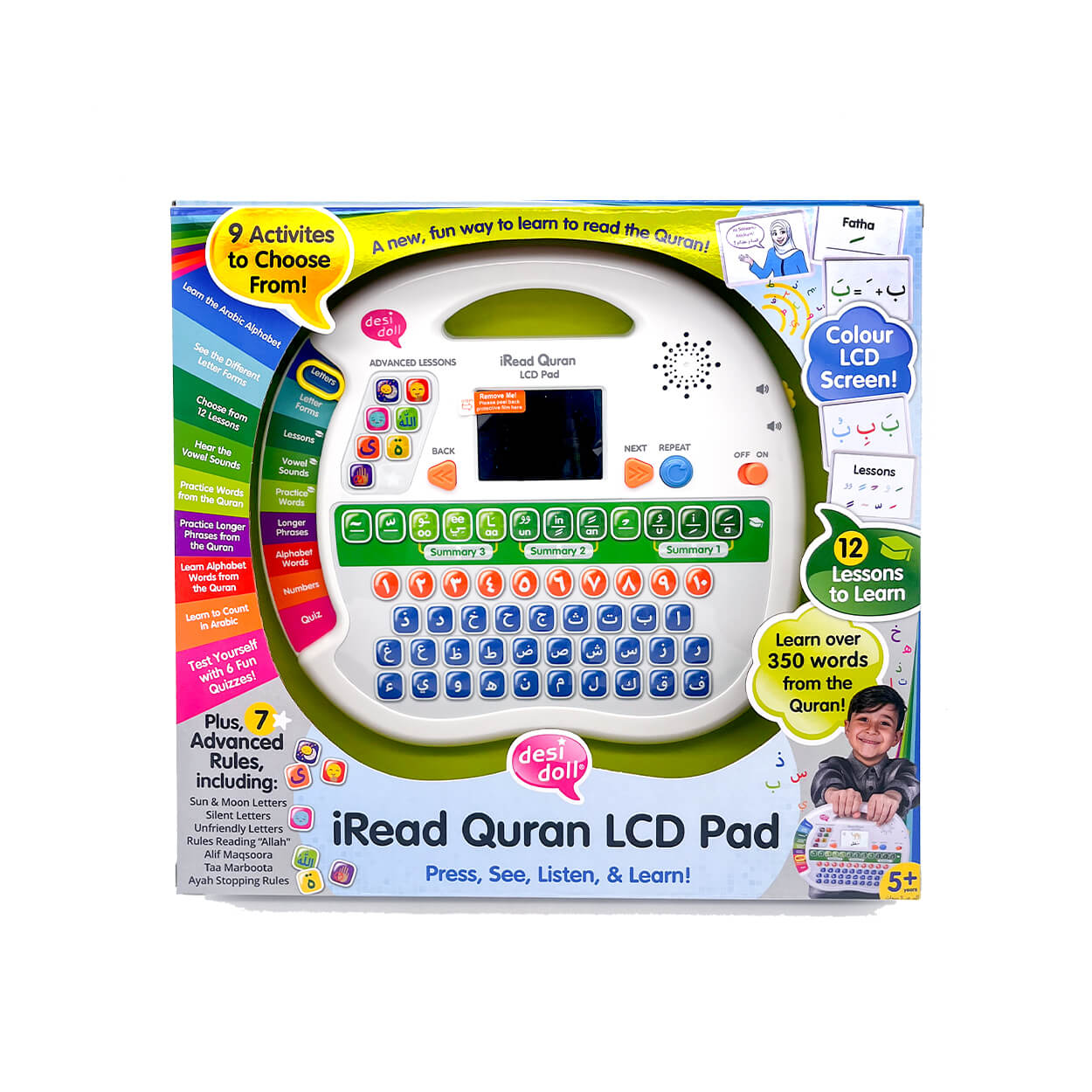 iRead Quran LCD Pad – front view for kids learning Arabic alphabet Dubai & UAE