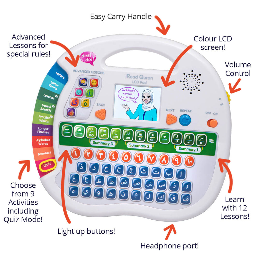 iRead Quran LCD Pad side view – interactive Quran learning toy UAE
