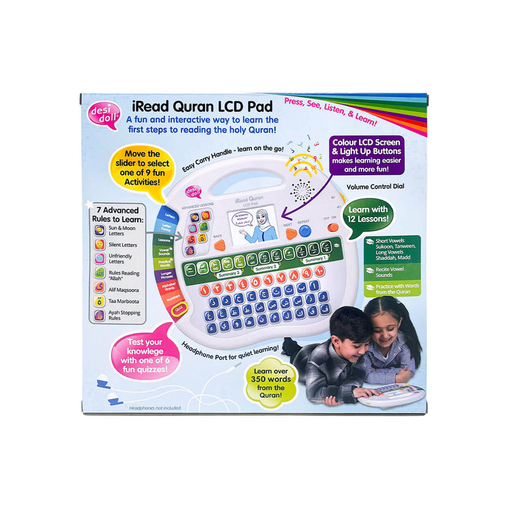 iRead Quran LCD Pad lessons – teaches Quranic letters, vowels, and advanced rules UAE Desi Doll