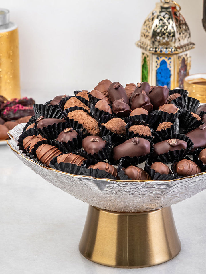 Crystal &amp; Brass Platter | Luxury Dates &amp; Chocolate Gift Hamper UAE