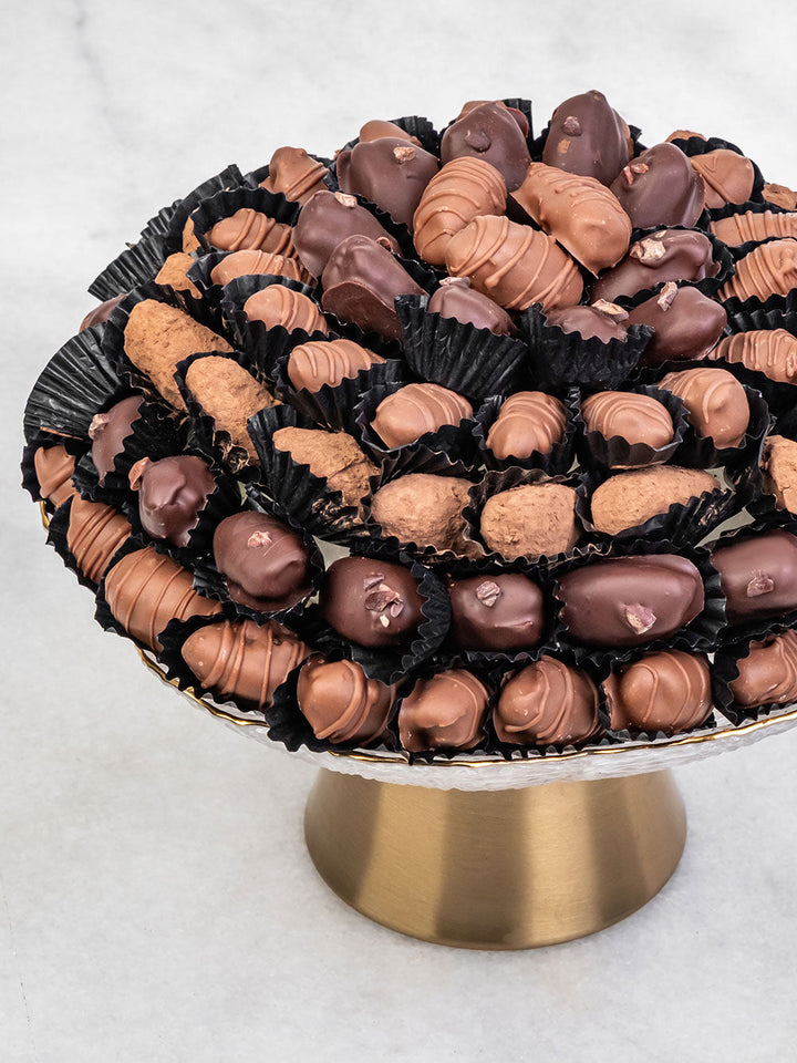 Crystal &amp; Brass Platter | Luxury Dates &amp; Chocolate Gift Hamper UAE