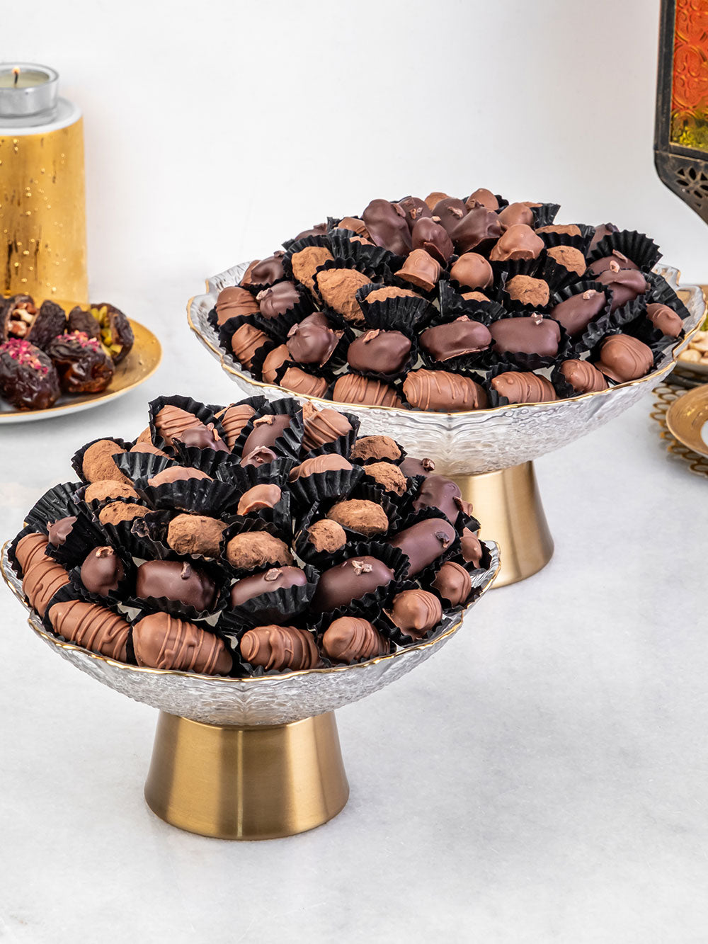 Crystal &amp; Brass Platter | Luxury Dates &amp; Chocolate Gift Hamper UAE