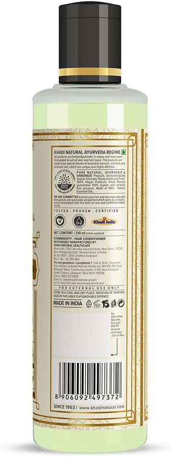 Shop Khadi Natural Green Tea &amp; Aloe Vera Conditioner 210ml. SLS-free formula for stronger, smoother hair. Order now in UAE with fast delivery.