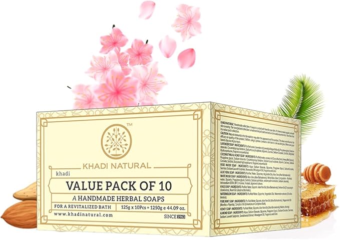 Buy Khadi Natural Herbal Soap Gift Set Pack of 10 in UAE. Handcrafted essential oil soaps for glowing skin. Shop now with UAE &amp; worldwide delivery.