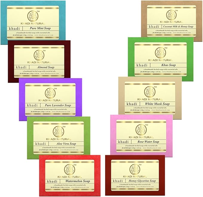 Buy Khadi Natural Herbal Soap Gift Set Pack of 10 in UAE. Handcrafted essential oil soaps for glowing skin. Shop now with UAE &amp; worldwide delivery.