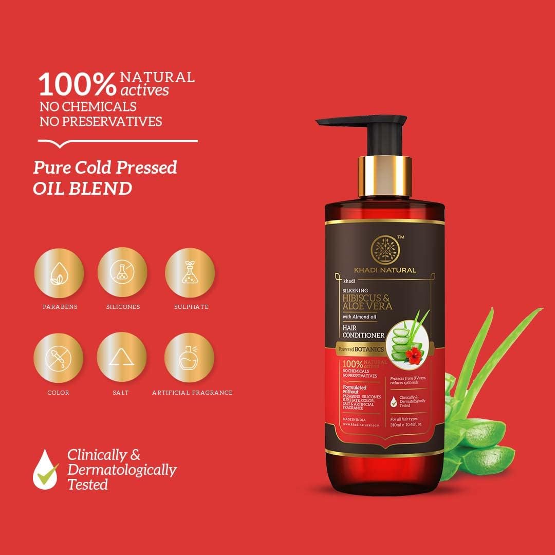 Shop Khadi Natural hibiscus &amp; aloe vera conditioner in UAE. Nourishing herbal care for smooth, frizz-free hair. Fast UAE delivery. Order now.