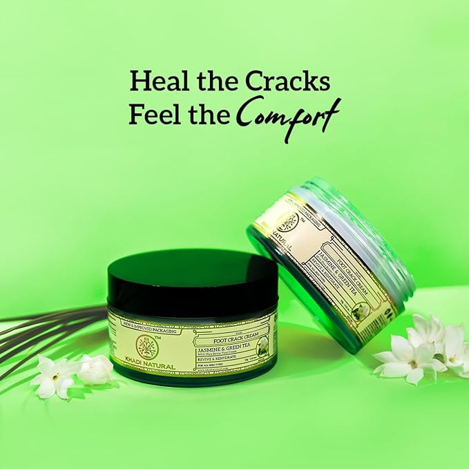 Khadi Natural Jasmine &amp; Green Tea Foot Crack Cream with Shea Butter – Herbal Foot Care (50g)