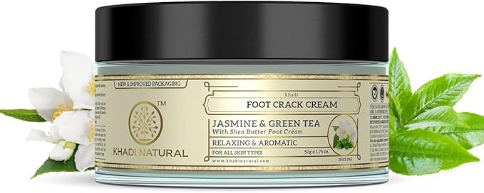 Khadi Natural Jasmine &amp; Green Tea Foot Crack Cream with Shea Butter – Herbal Foot Care (50g)
