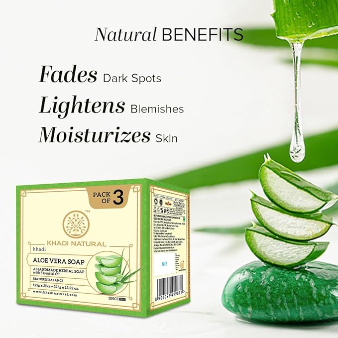 Shop Khadi Aloe Vera Soap for gentle hydration. Perfect for daily use. Order online in UAE with fast delivery &amp; worldwide shipping.