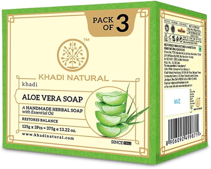 Shop Khadi Aloe Vera Soap for gentle hydration. Perfect for daily use. Order online in UAE with fast delivery &amp; worldwide shipping.