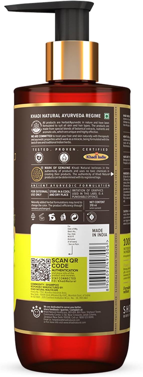 Shop Khadi Natural Amla &amp; Bhringraj Shampoo 310ml. SLS &amp; paraben-free herbal cleanser for soft, smooth hair. Order now in UAE with fast delivery.