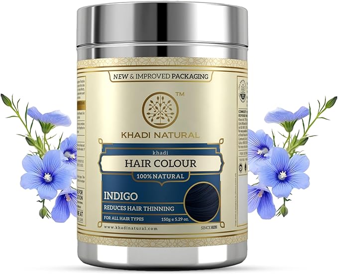 Shop Khadi Indigo Hair Color Powder in UAE. Natural herbal dye for rich dark hair. Order online in UAE with fast delivery.
