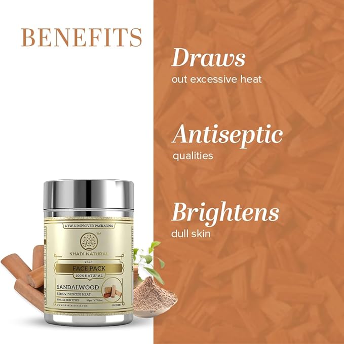 Buy Khadi Natural Sandalwood Face Pack in UAE. Herbal Ayurvedic skincare for clean, refreshed skin. Shop now for fast UAE delivery & worldwide shipping.