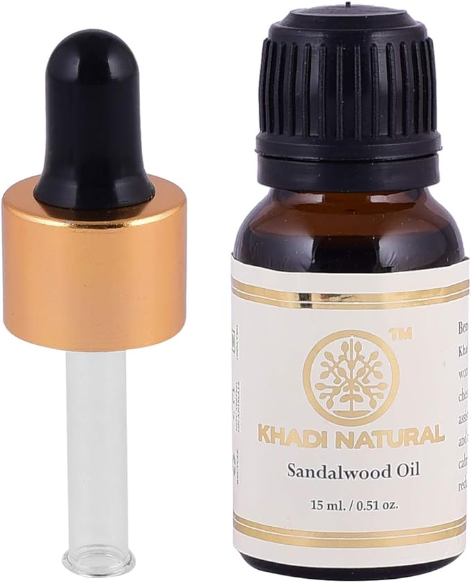 Buy Khadi Sandalwood Essential Oil 15ml in UAE. Pure aromatherapy oil for relaxation. Shop now with fast UAE &amp; worldwide delivery.