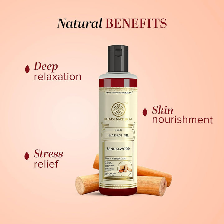 Shop Khadi Sandalwood Massage Oil in UAE. Relaxing herbal body oil for soft, nourished skin. Fast delivery &amp; worldwide shipping. Order now.