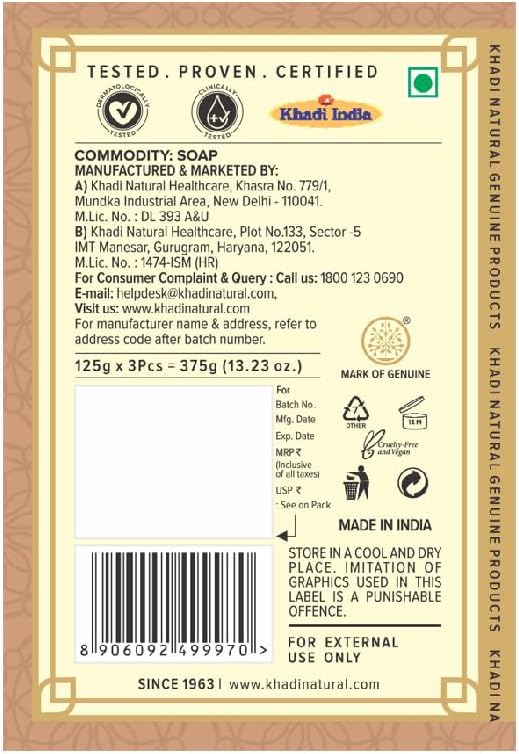 Shop Khadi Sandalwood Soap Pack of 3 for gentle cleansing &amp; hydration. Order online in UAE with fast delivery &amp; worldwide shipping.