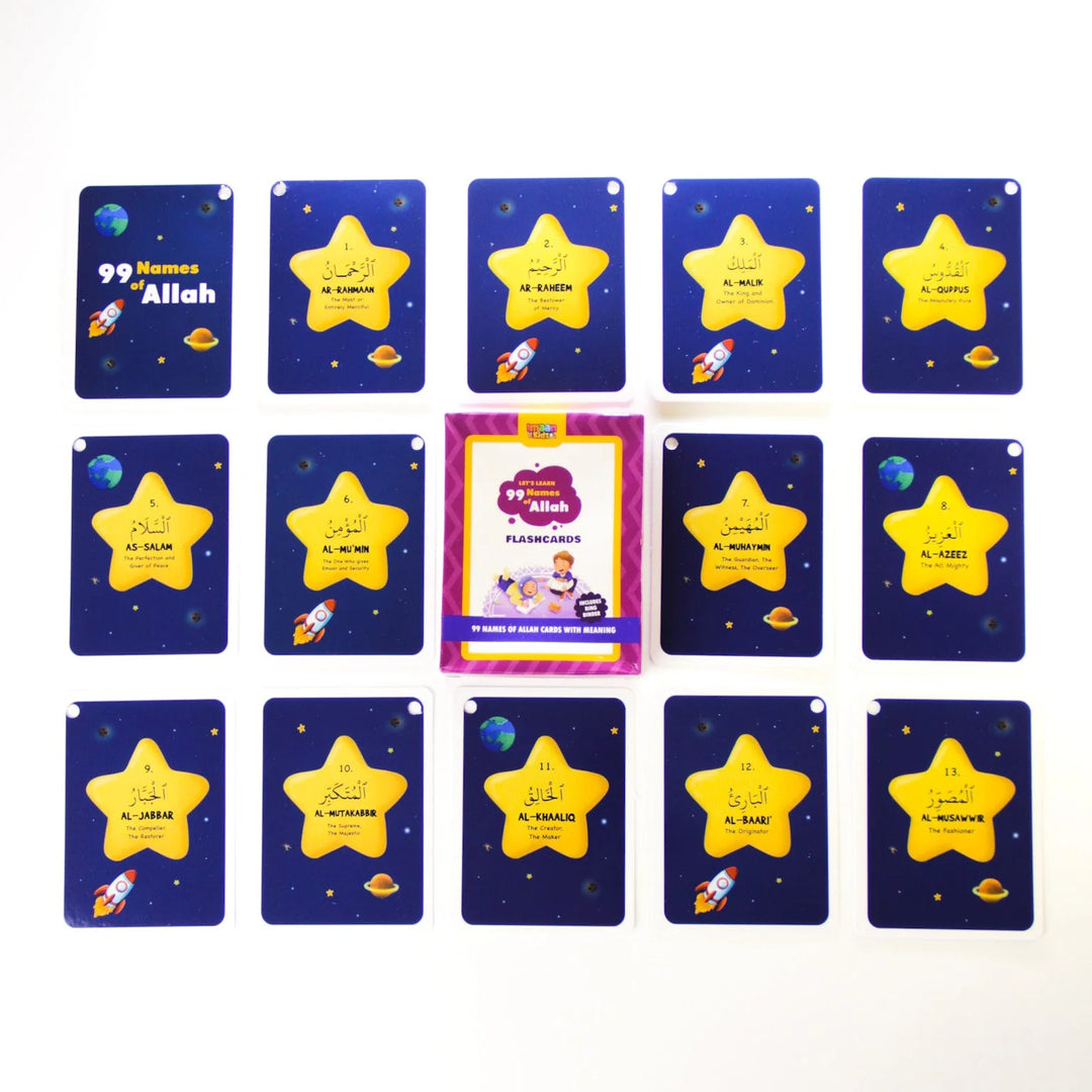 Keyring with attached 99 Names of Allah flashcards