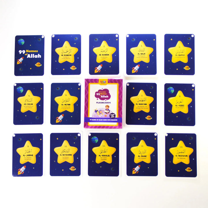 Keyring with attached 99 Names of Allah flashcards