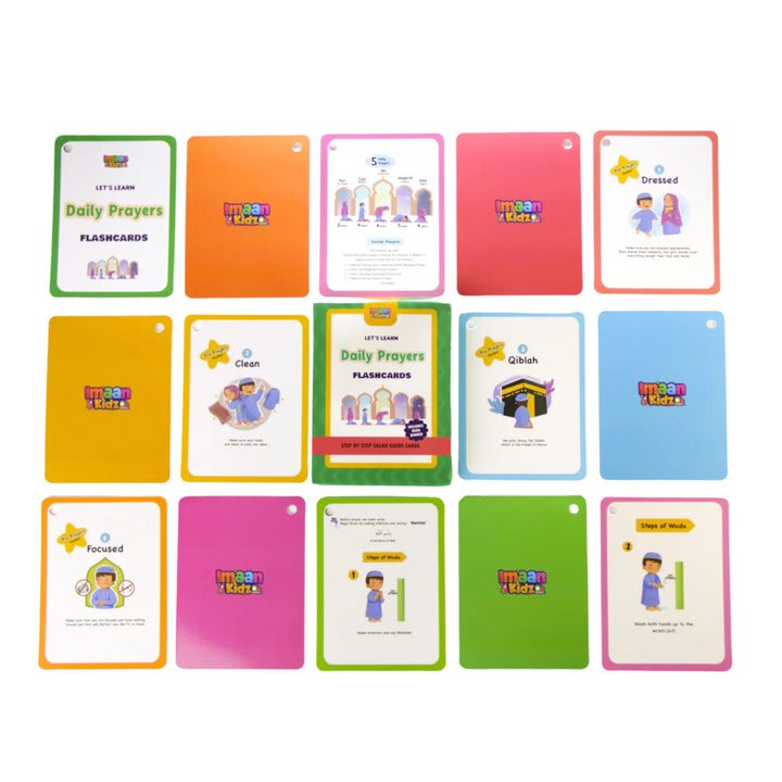 Flashcards showing step-by-step Salah instructions