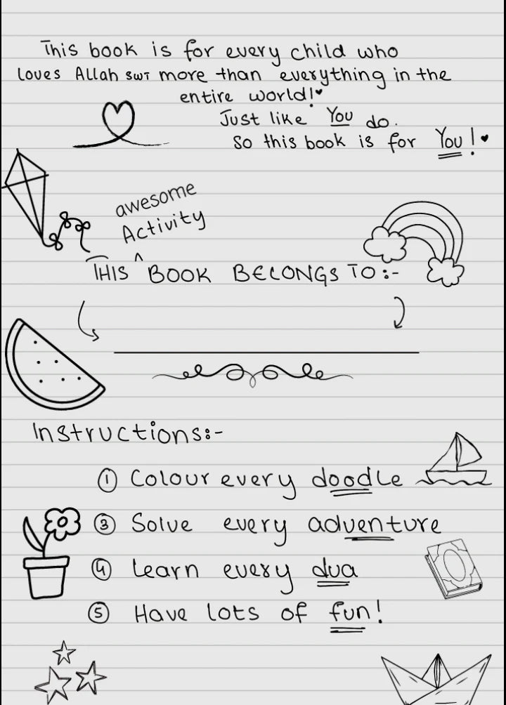 Inside pages showing colouring and activity sections