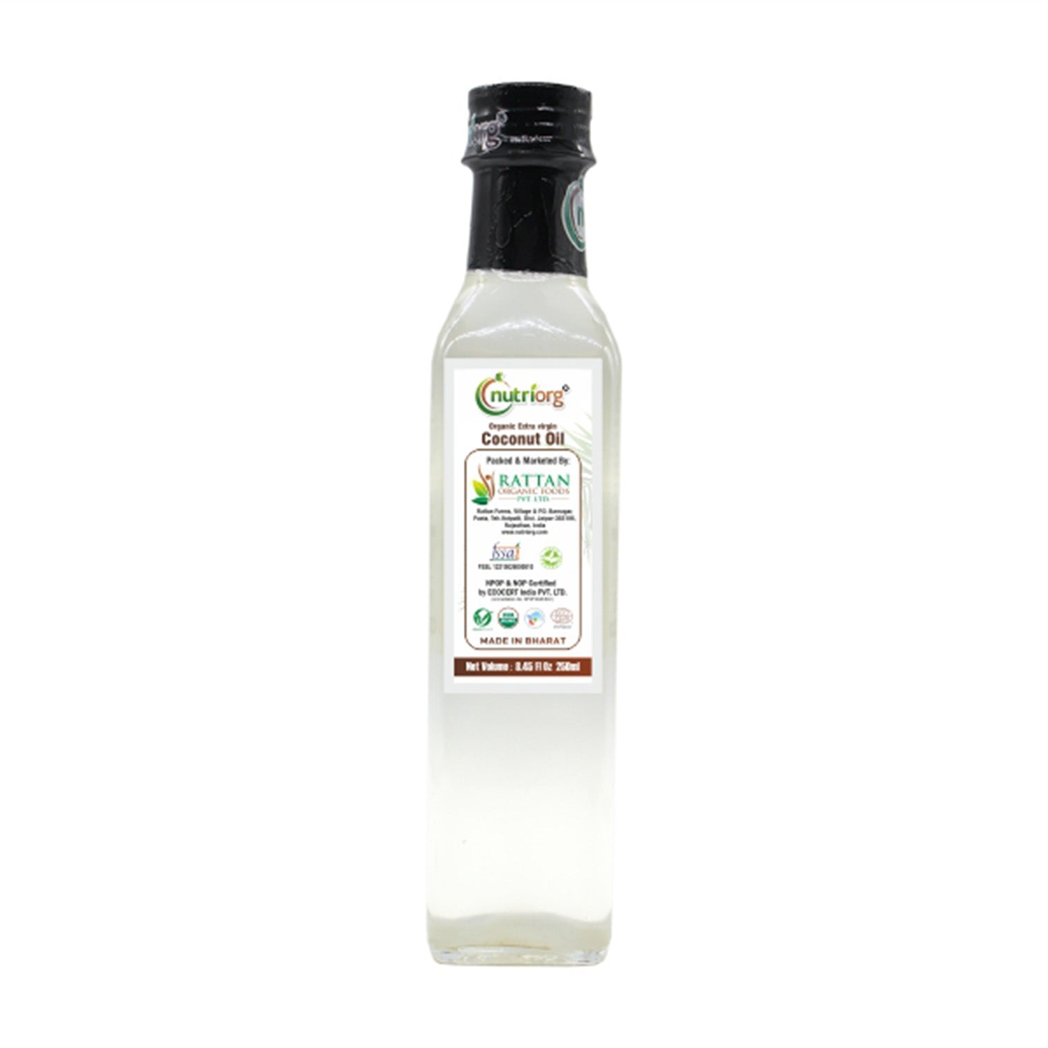 Nutriorg Certified Organic Extra Virgin Coconut Oil 250 ml