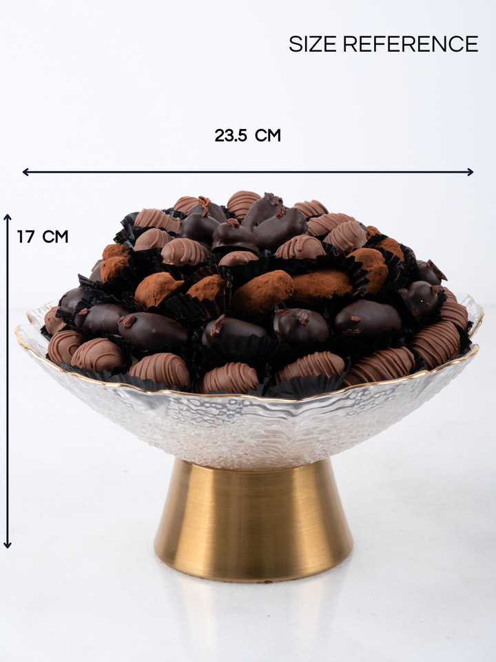 Crystal &amp; Brass Platter | Luxury Dates &amp; Chocolate Gift Hamper UAE