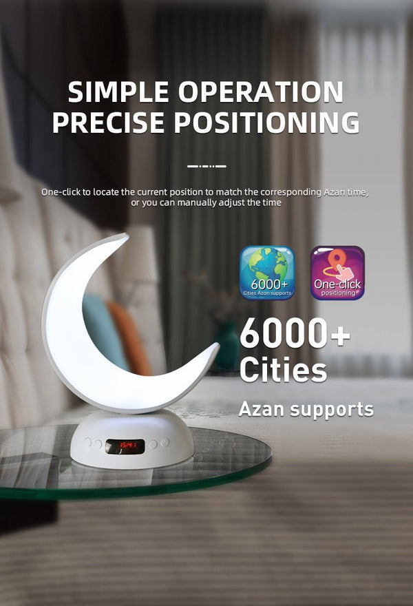 Buy SQ-902 LED Moon Lamp Quran Speaker with Azan Alarm Clock at deensquare.com Dubai | UAE. Quran player, 7-color light &amp; APP control.