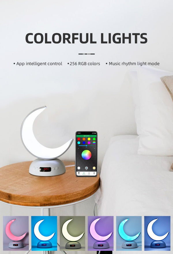 Buy SQ-902 LED Moon Lamp Quran Speaker with Azan Alarm Clock at deensquare.com Dubai | UAE. Quran player, 7-color light &amp; APP control.