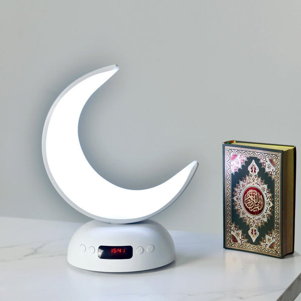 Buy SQ-902 LED Moon Lamp Quran Speaker with Azan Alarm Clock at deensquare.com Dubai | UAE. Quran player, 7-color light & APP control.