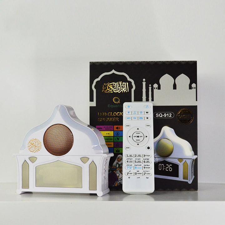 Buy SQ-912 Quran Speaker with LED Light &amp; Clock at deensquare.com Dubai | UAE. Enjoy Quran recitation, soft lighting, and a digital clock display.