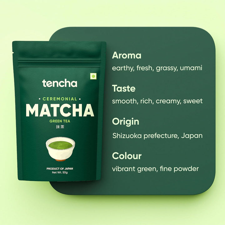 Buy Tencha Ceremonial Matcha Green Tea Powder 50g in UAE. Premium Japanese matcha commonly used for daily wellness. Fast UAE delivery worldwide shipping.