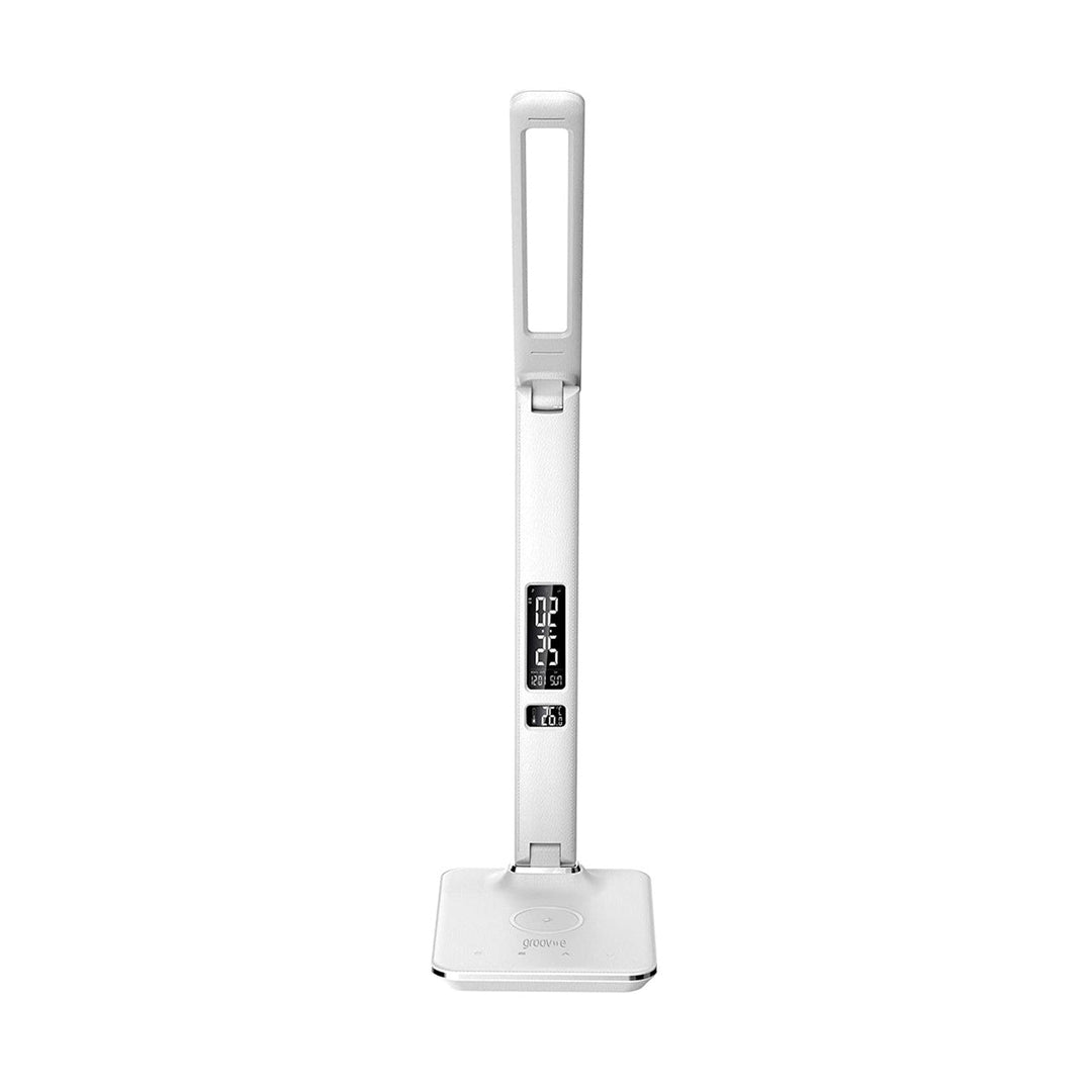 Buy U13Q LED Desk Lamp with Wireless Charger at deensquare.com Dubai | UAE. Features clock, calendar, alarm, temperature display &amp; 3 light modes.