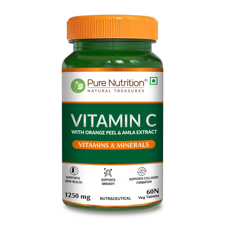 Pure Nutrition Vitamin C with Amla &amp; Orange Peel Extract  1250mg- 60 Veg Tablets