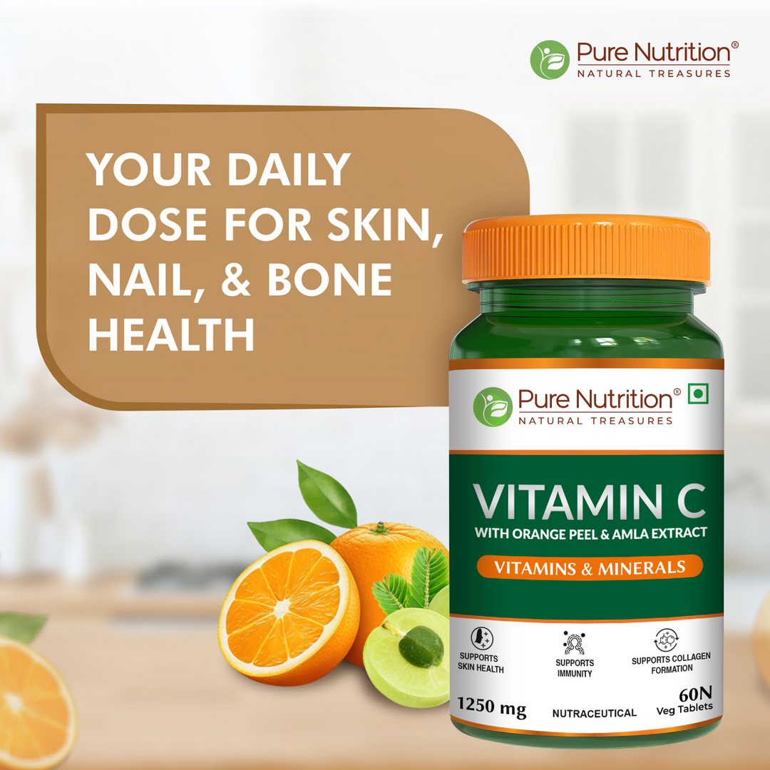 Pure Nutrition Vitamin C with Amla &amp; Orange Peel Extract  1250mg- 60 Veg Tablets