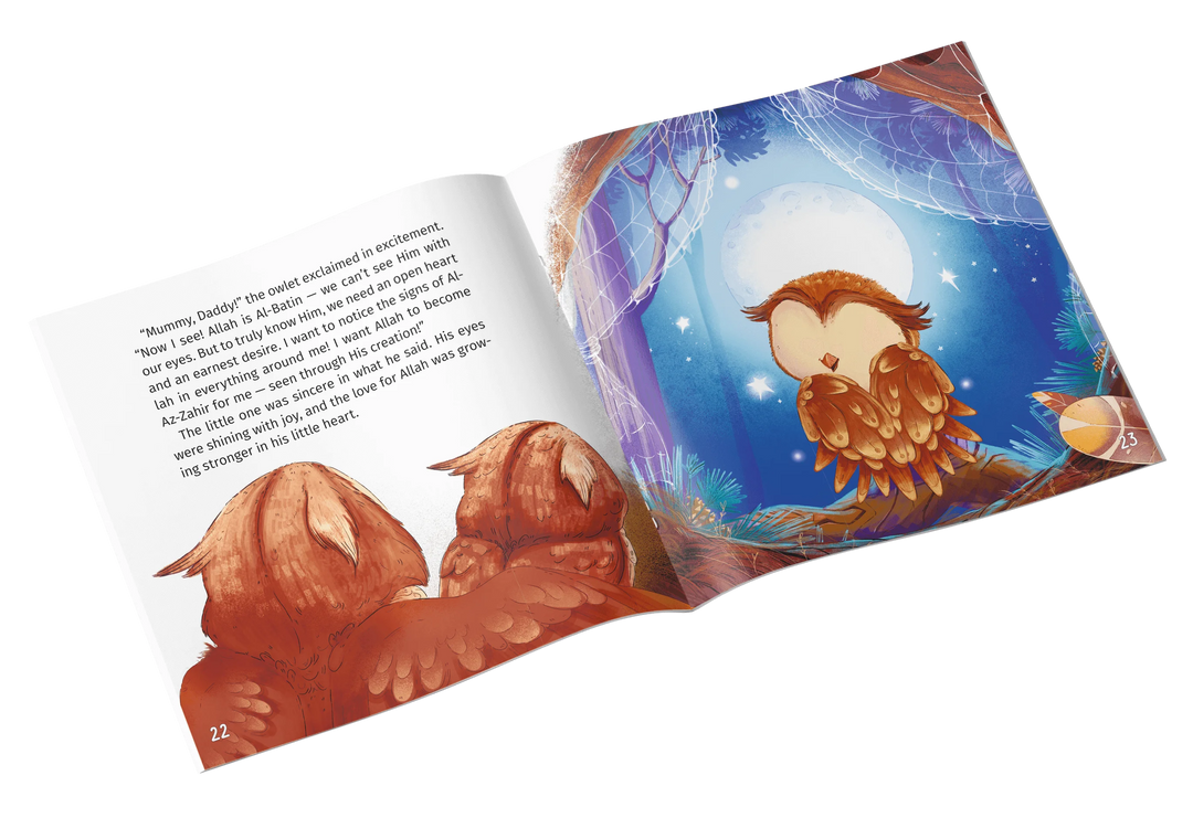 Inside page teaching toddlers about Allah’s Name Az-Zahir through nature