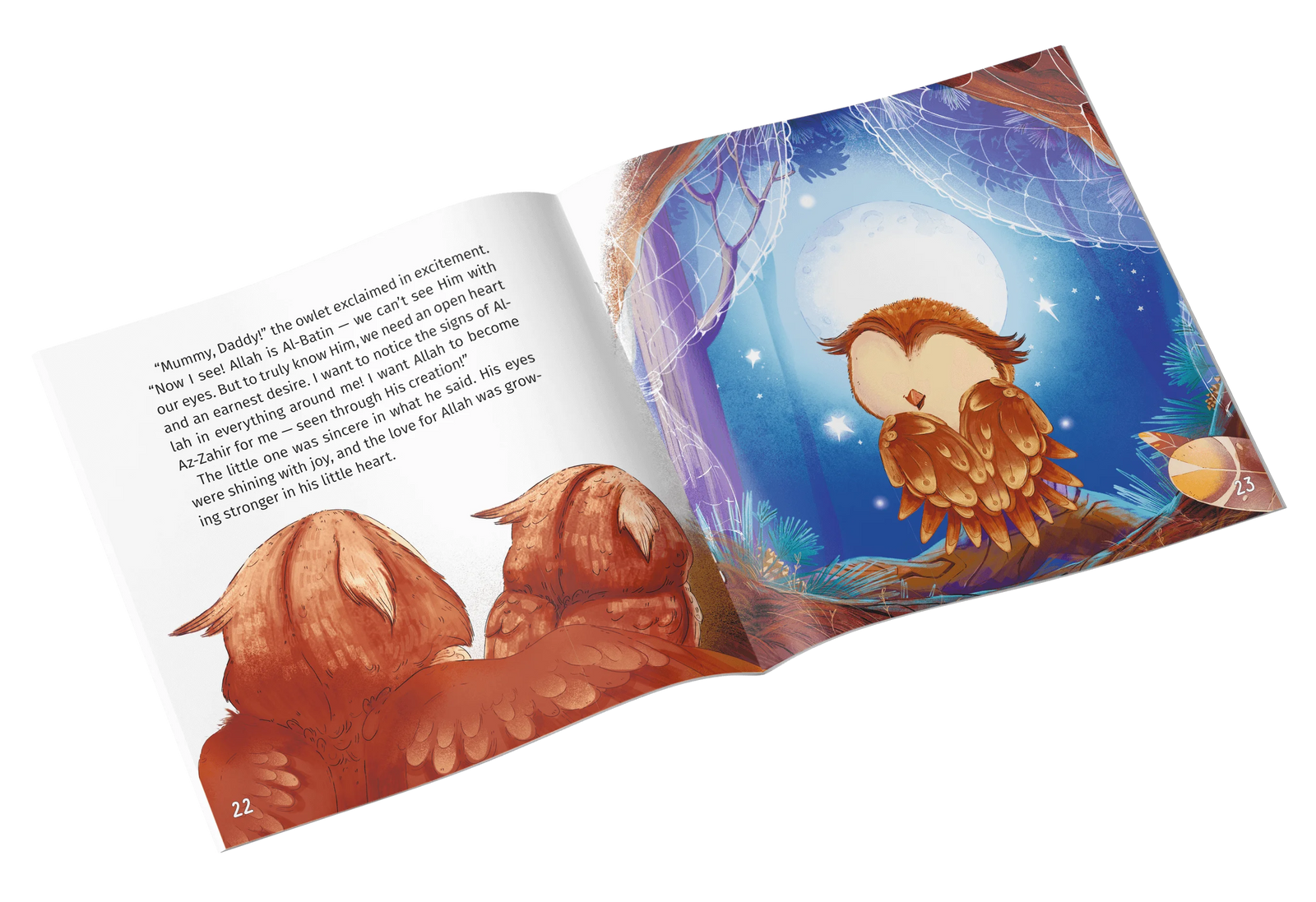 Inside page teaching toddlers about Allah’s Name Az-Zahir through nature
