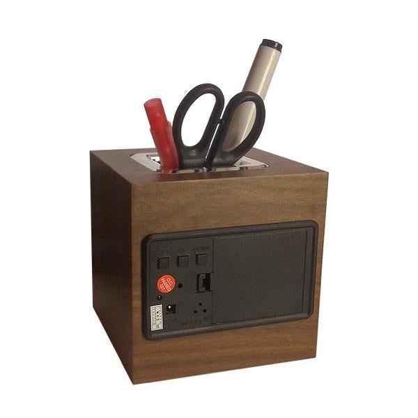 Buy VST-878S Wooden Pen Holder Alarm Clock at deensquare.com Dubai | UAE. Features temperature, humidity, date display &amp; desk organizer design.