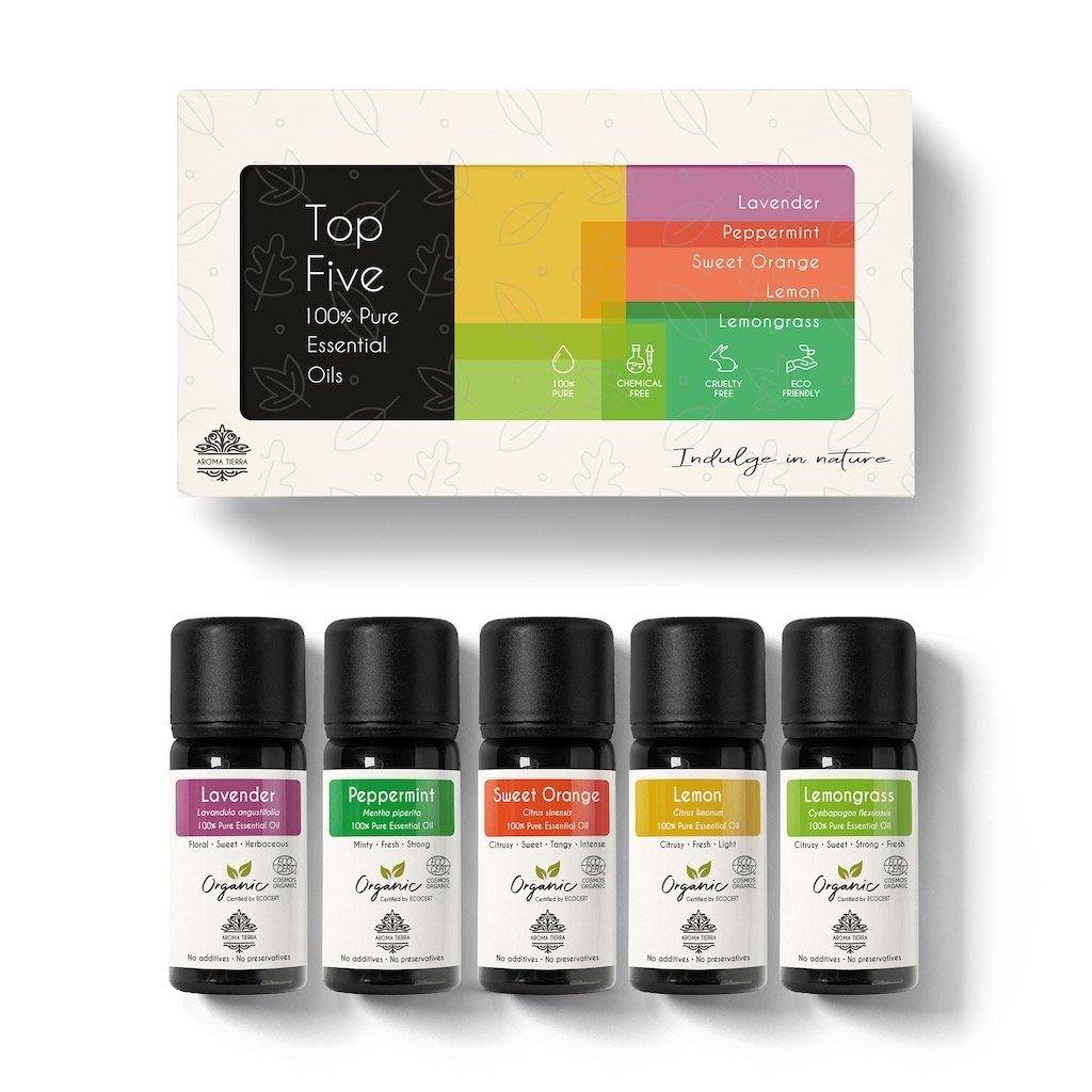 Aroma Tierra - Top 5 Organic Essential Oil Pack
