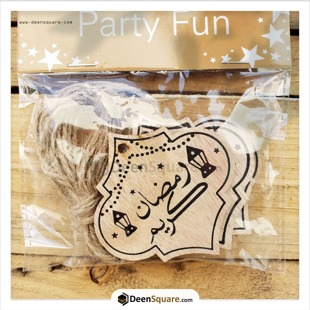 Ramadan Mubarak Wooden Gift Tag - Pack of 6 pcs