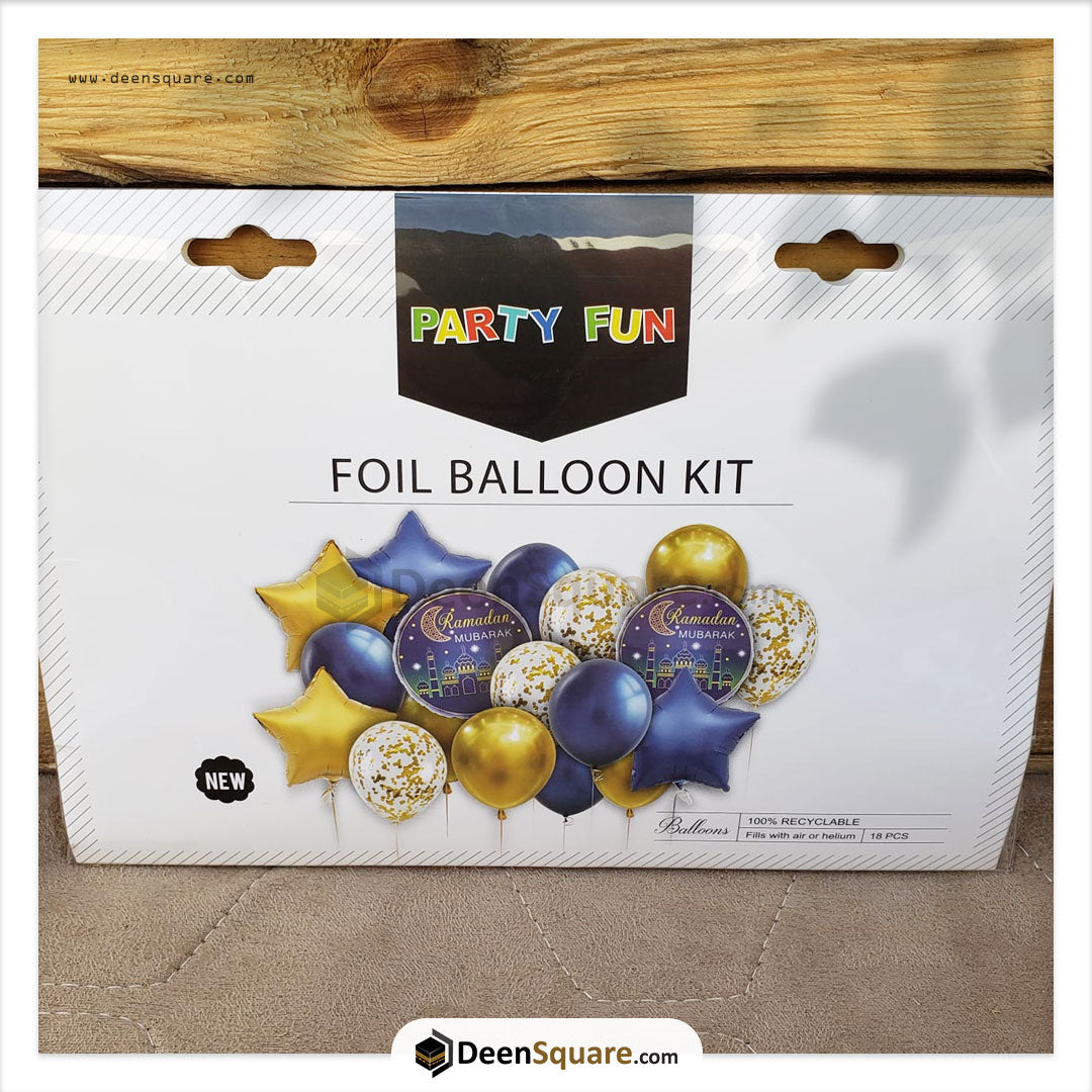 18 pc Star and Balloons Ramadan Mubarak Foil Kit for Ramadan Decorations