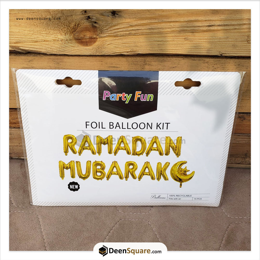 RAMADAN MUBARAK Text Design Foil Balloons - Gold