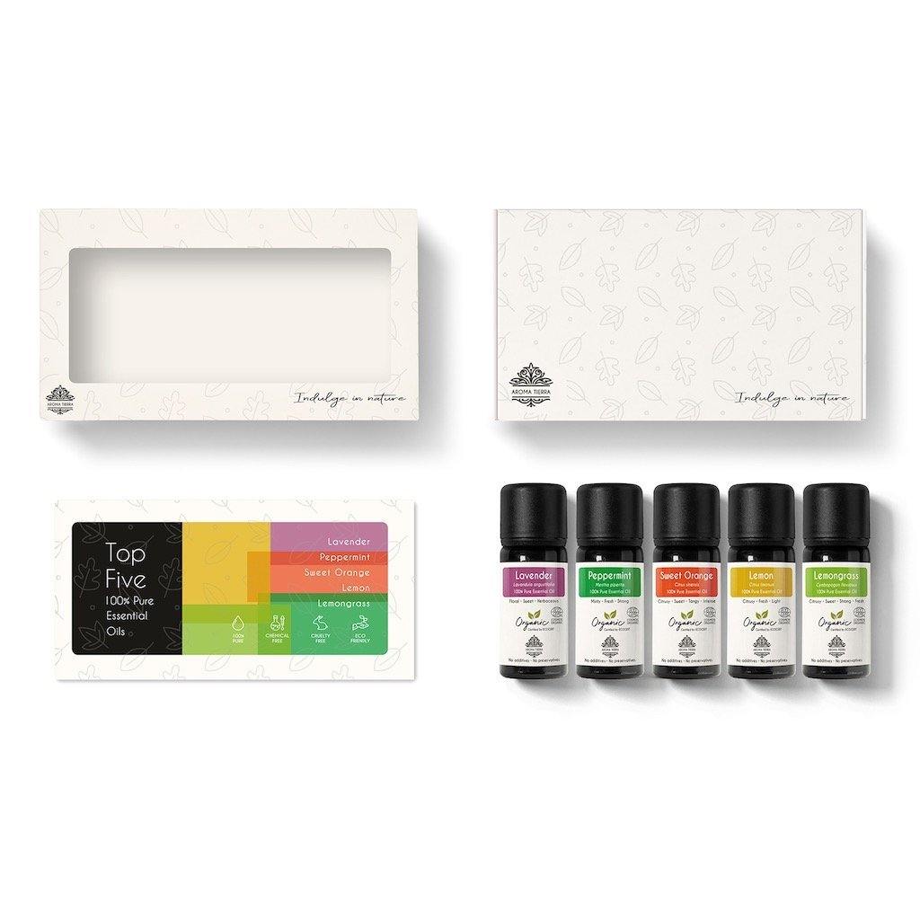 Aroma Tierra - Top 5 Organic Essential Oil Pack