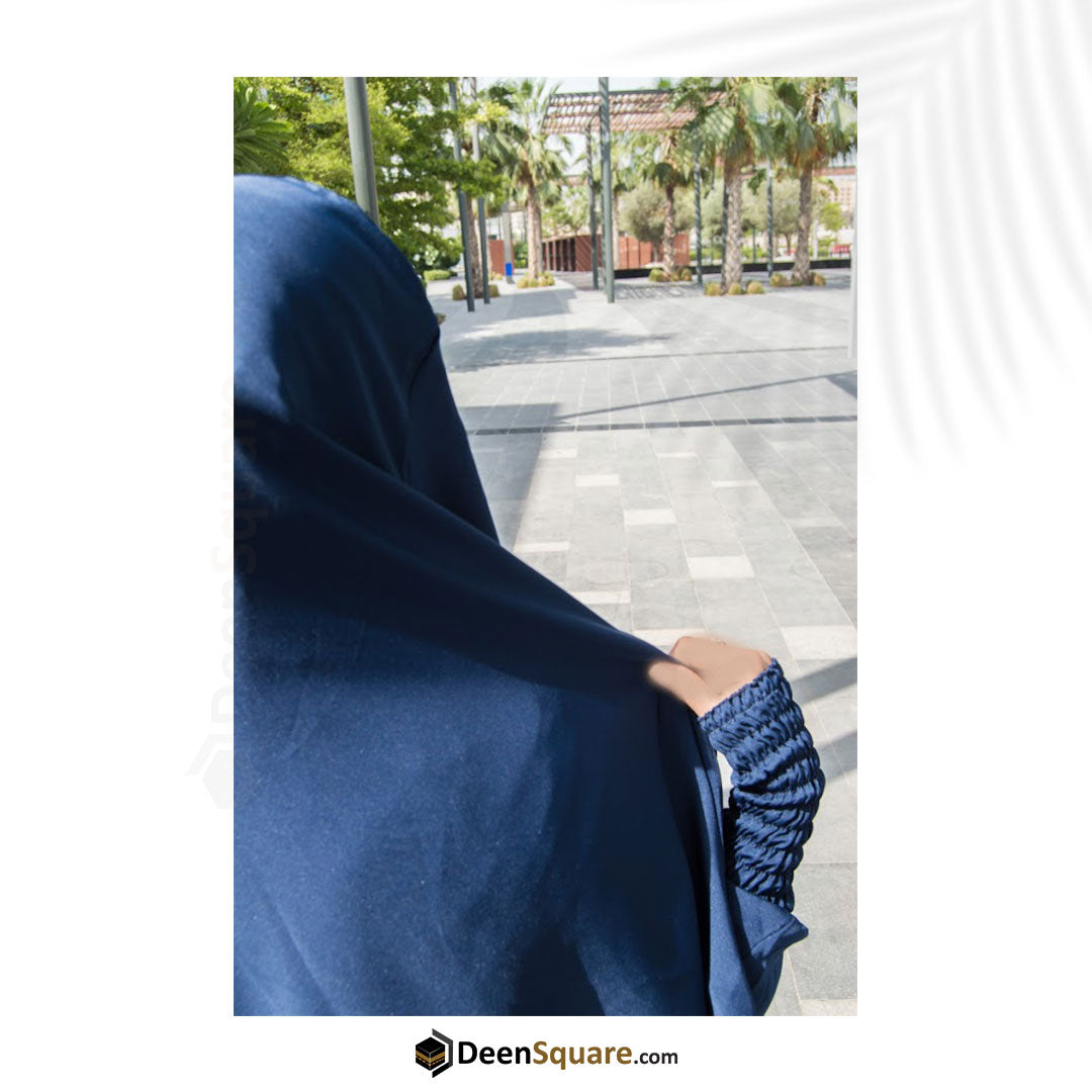 3 Piece Jilbab (Elasticated Sleeves) - Khimar with Skirt and Niqab (Multiple Color Options)
