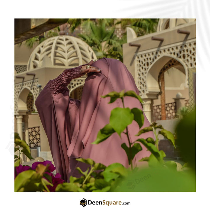 3 Piece Jilbab (Elasticated Sleeves) - Khimar with Skirt and Niqab (Multiple Color Options)