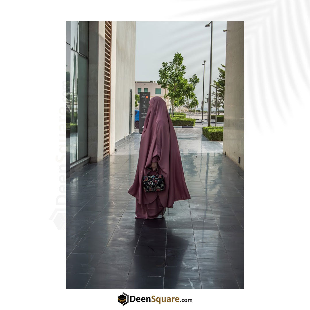 3 Piece Jilbab (Elasticated Sleeves) - Khimar with Skirt and Niqab (Multiple Color Options)