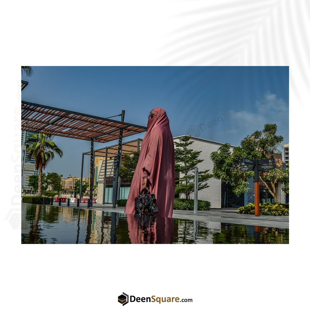 3 Piece Jilbab (Elasticated Sleeves) - Khimar with Skirt and Niqab (Multiple Color Options)